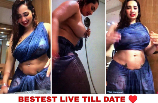Aditi mistry nude Blue Saree Live