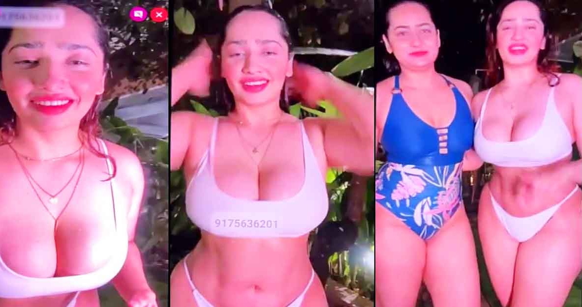 Aditi Mistry nude live With sister outdoor Showers