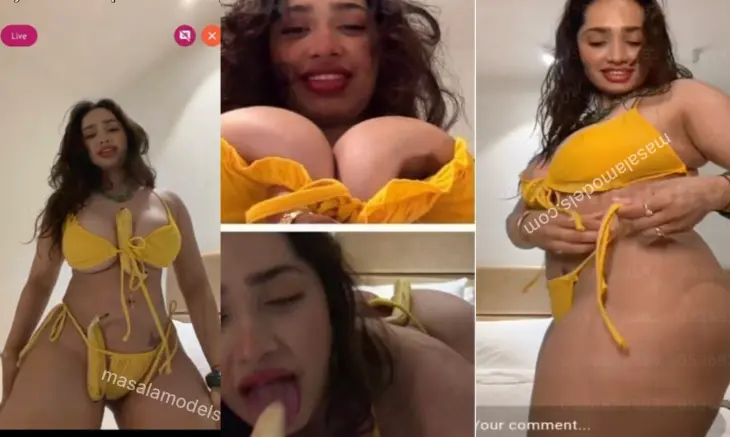 Aditi Mistry Nude Yellow Nipple Bikini Live part 1